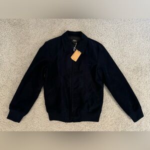 A.P.C Navy Surchemise Basile Moleskin Zip Jacket XS